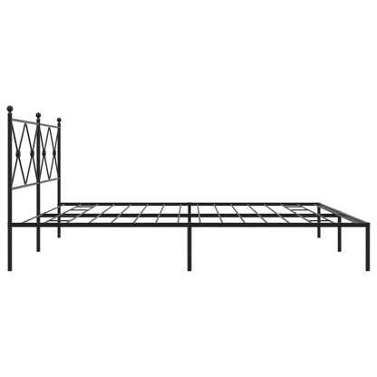vidaXL Metal Bed Frame with Headboard Black 76"x79.9" King-3