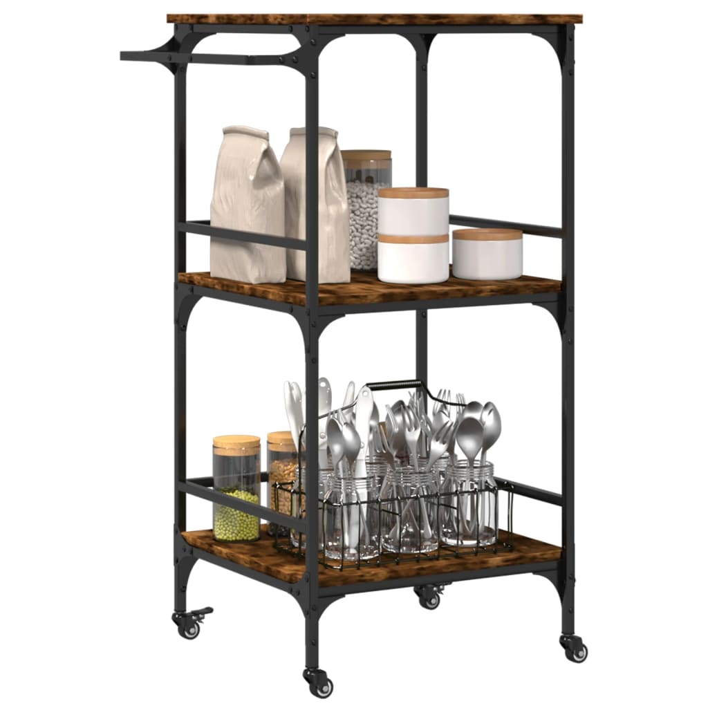 vidaXL Kitchen Trolley Rolling Utility Storage Living Room Engineered Wood-4
