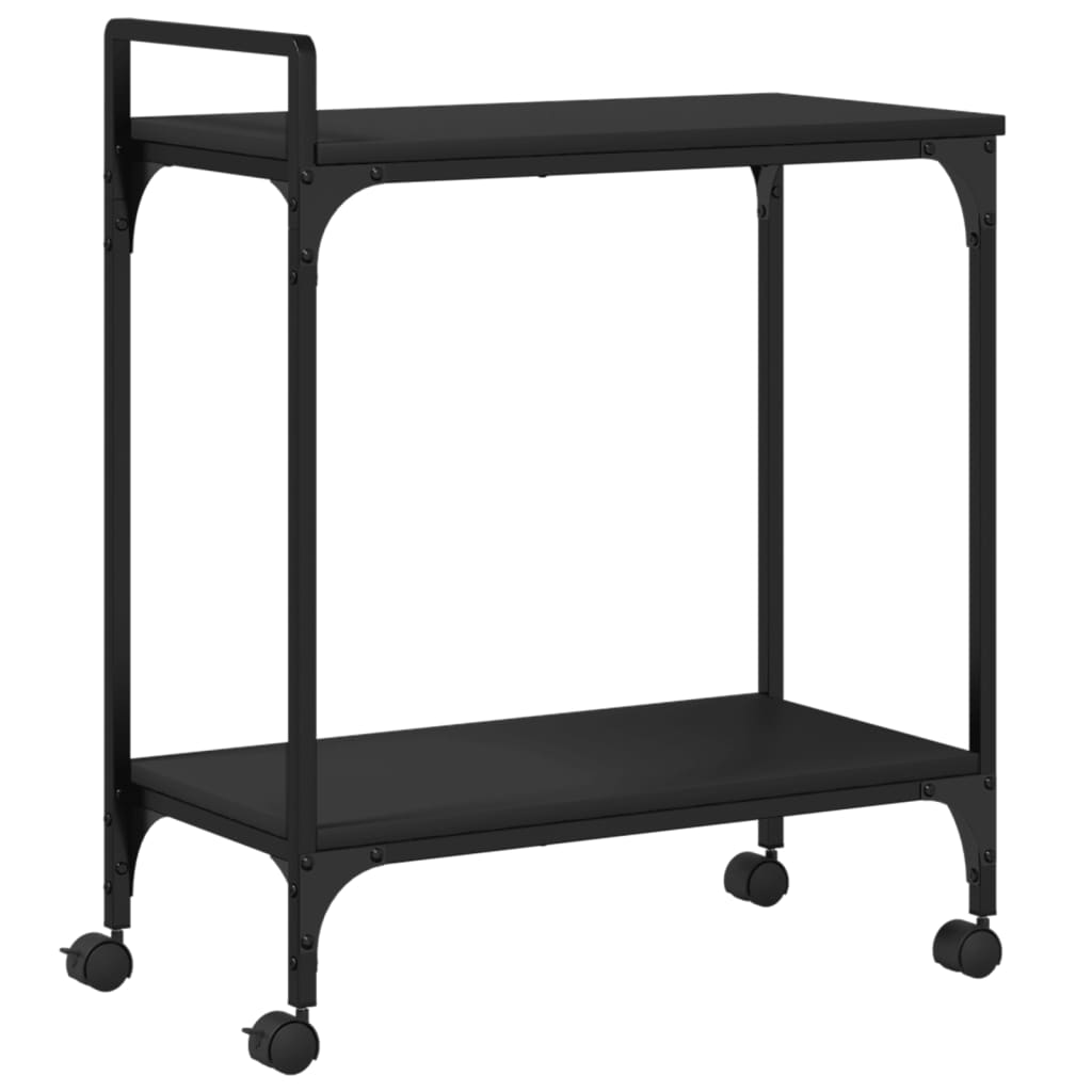 vidaXL Kitchen Trolley Black 23.8"x12.2"x28.5" Engineered Wood-1