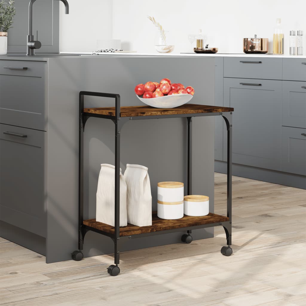 vidaXL Kitchen Trolley Black 23.8"x12.2"x28.5" Engineered Wood-2