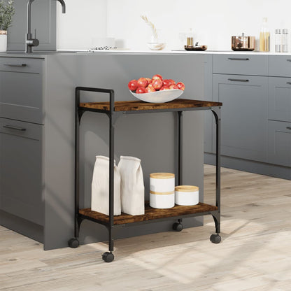 vidaXL Kitchen Trolley Black 23.8"x12.2"x28.5" Engineered Wood-2