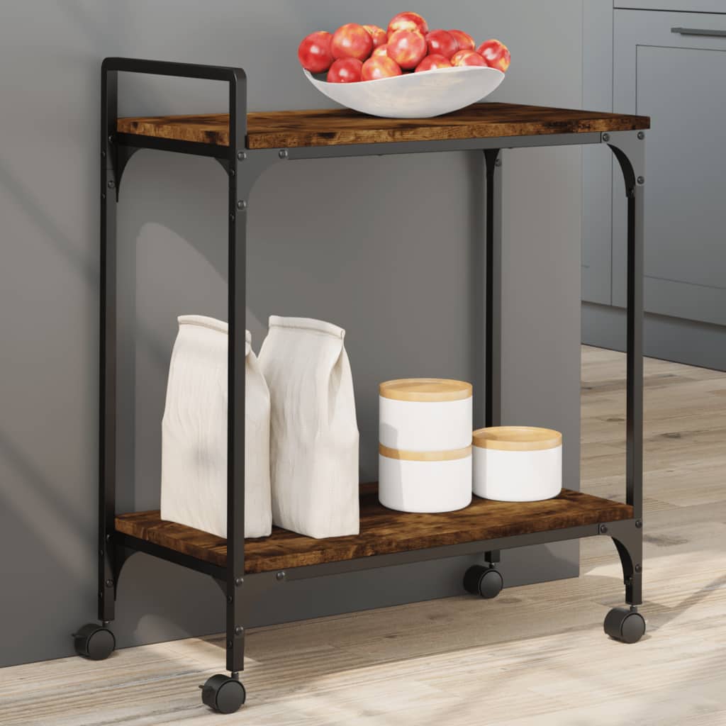 vidaXL Kitchen Trolley Black 23.8"x12.2"x28.5" Engineered Wood-0