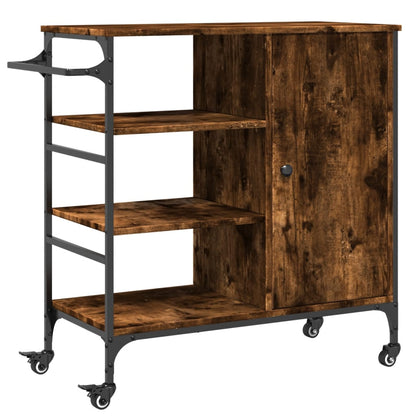 vidaXL Kitchen Trolley Black 34.4"x15.2"x33.3" Engineered Wood-1