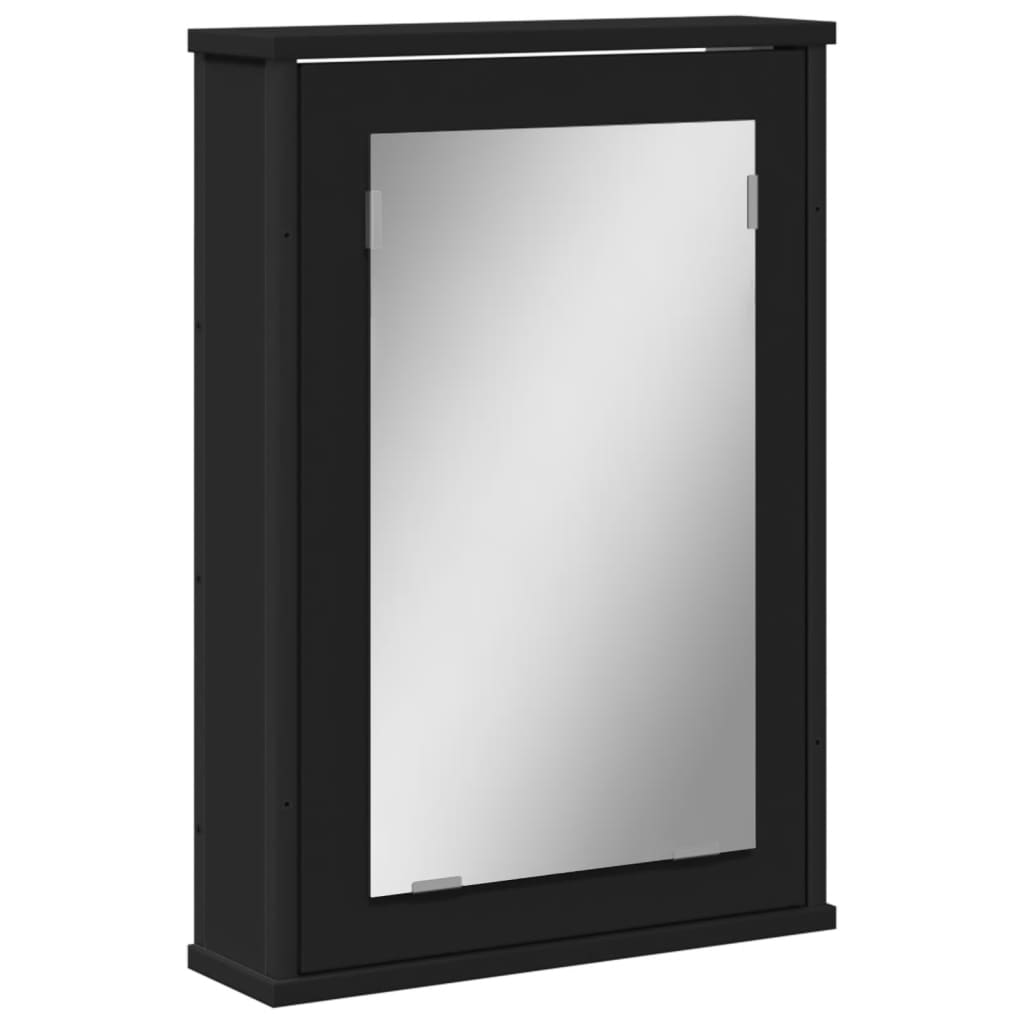 vidaXL Bathroom Mirror Cabinet Black 16.5"x4.7"x23.6" Engineered Wood-1