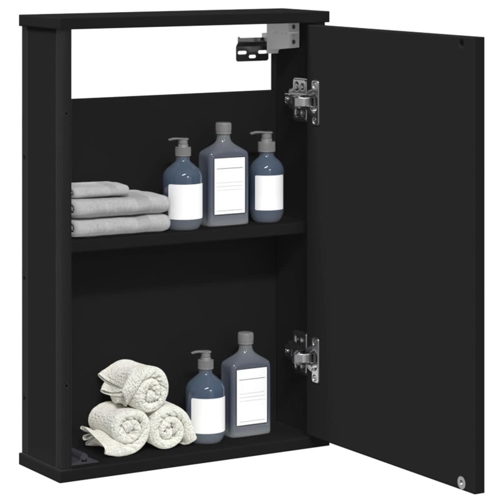 vidaXL Bathroom Mirror Cabinet Black 16.5"x4.7"x23.6" Engineered Wood-3