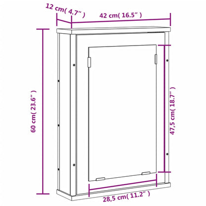 vidaXL Bathroom Mirror Cabinet Black 16.5"x4.7"x23.6" Engineered Wood-2