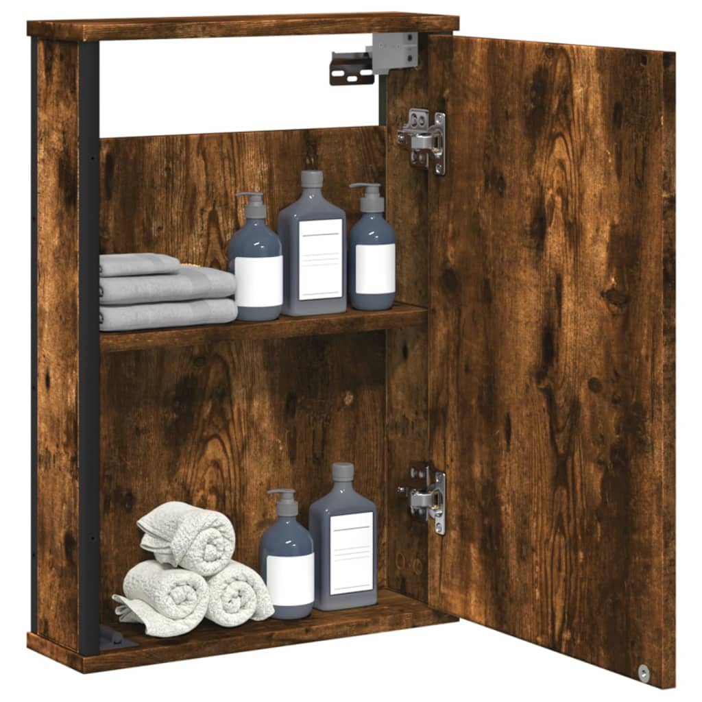 vidaXL Bathroom Mirror Cabinet Black 16.5"x4.7"x23.6" Engineered Wood-5