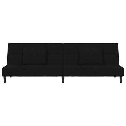 vidaXL 2-Seater Sofa Bed with Two Pillows Black Velvet-3