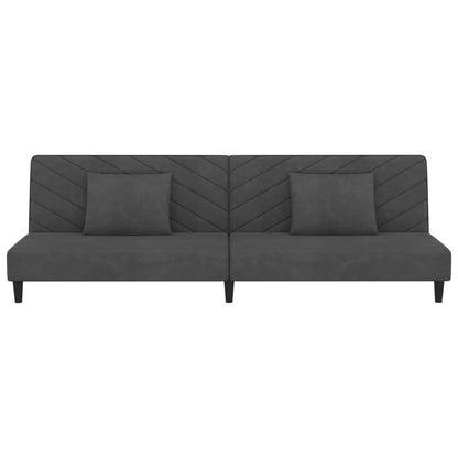vidaXL 2-Seater Sofa Bed with Two Pillows Dark Gray Velvet-3