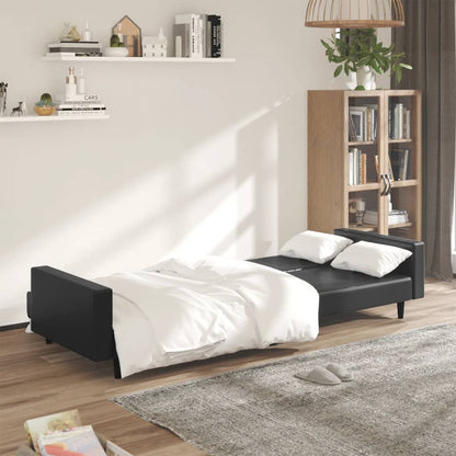 vidaXL 2-Seater Sofa Bed Black Faux Leather-2