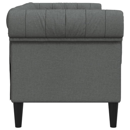 vidaXL Chesterfield Sofa 2-Seater Dark Gray Fabric-4