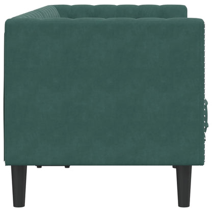 vidaXL Chesterfield Sofa with Bolsters 2-Seater Dark Green Velvet-4