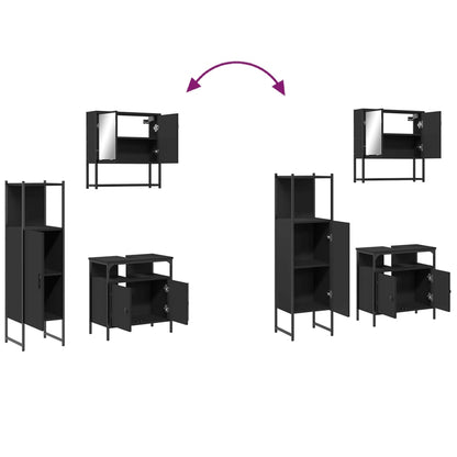 vidaXL 3 Piece Bathroom Furniture Set Black Engineered Wood-2