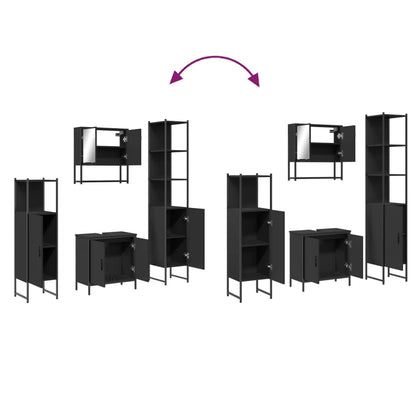 vidaXL 4 Piece Bathroom Furniture Set Black Engineered Wood-1