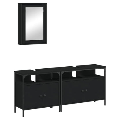 vidaXL 3 Piece Bathroom Furniture Set Black Engineered Wood-1