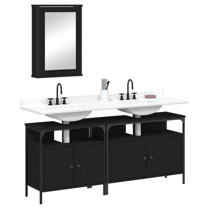 vidaXL 3 Piece Bathroom Furniture Set Black Engineered Wood-3
