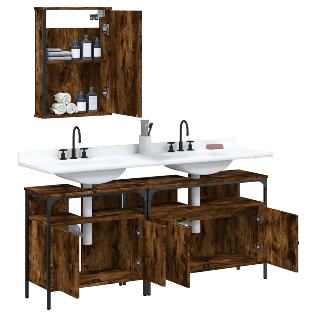 vidaXL 3 Piece Bathroom Furniture Set Black Engineered Wood-2