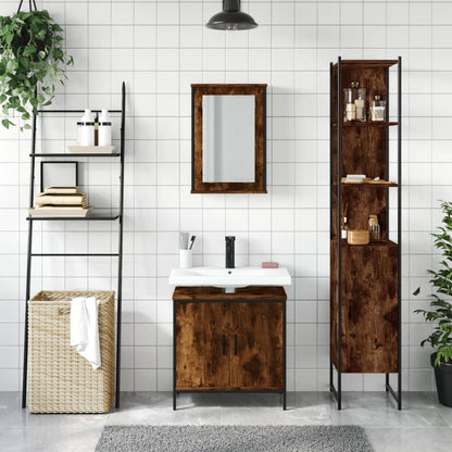 vidaXL Bathroom Furniture Set Storage Cabinet Restroom 3 Piece Engineered Wood-0