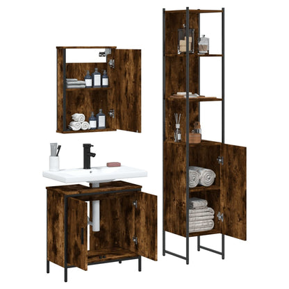vidaXL Bathroom Furniture Set Storage Cabinet Restroom 3 Piece Engineered Wood-2