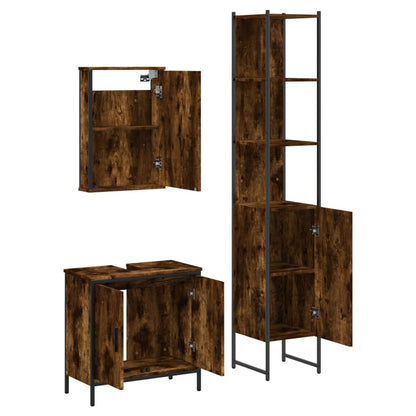 vidaXL Bathroom Furniture Set Storage Cabinet Restroom 3 Piece Engineered Wood-4