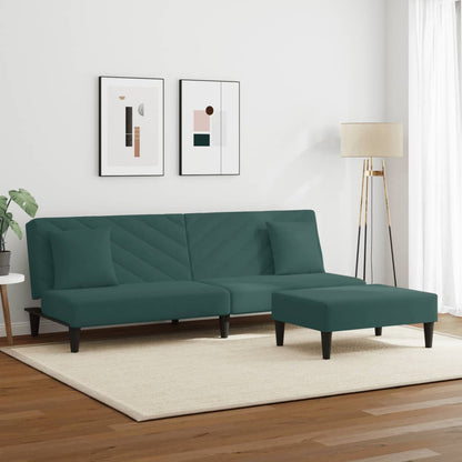 vidaXL 2 Piece Sofa Set with Pillows Dark Green Velvet-2