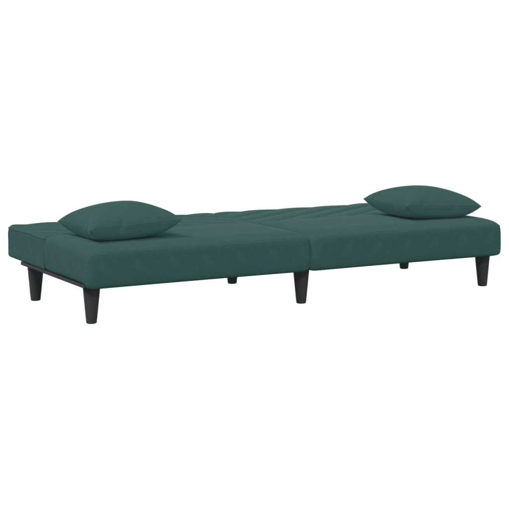 vidaXL 2 Piece Sofa Set with Pillows Dark Green Velvet-4