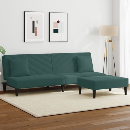 vidaXL 2 Piece Sofa Set with Pillows Dark Green Velvet-0