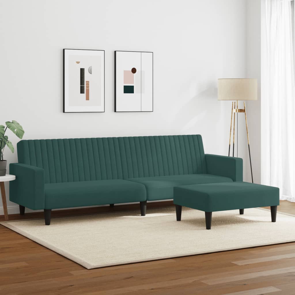 vidaXL 2 Piece Sofa Set Dark Green Velvet-2