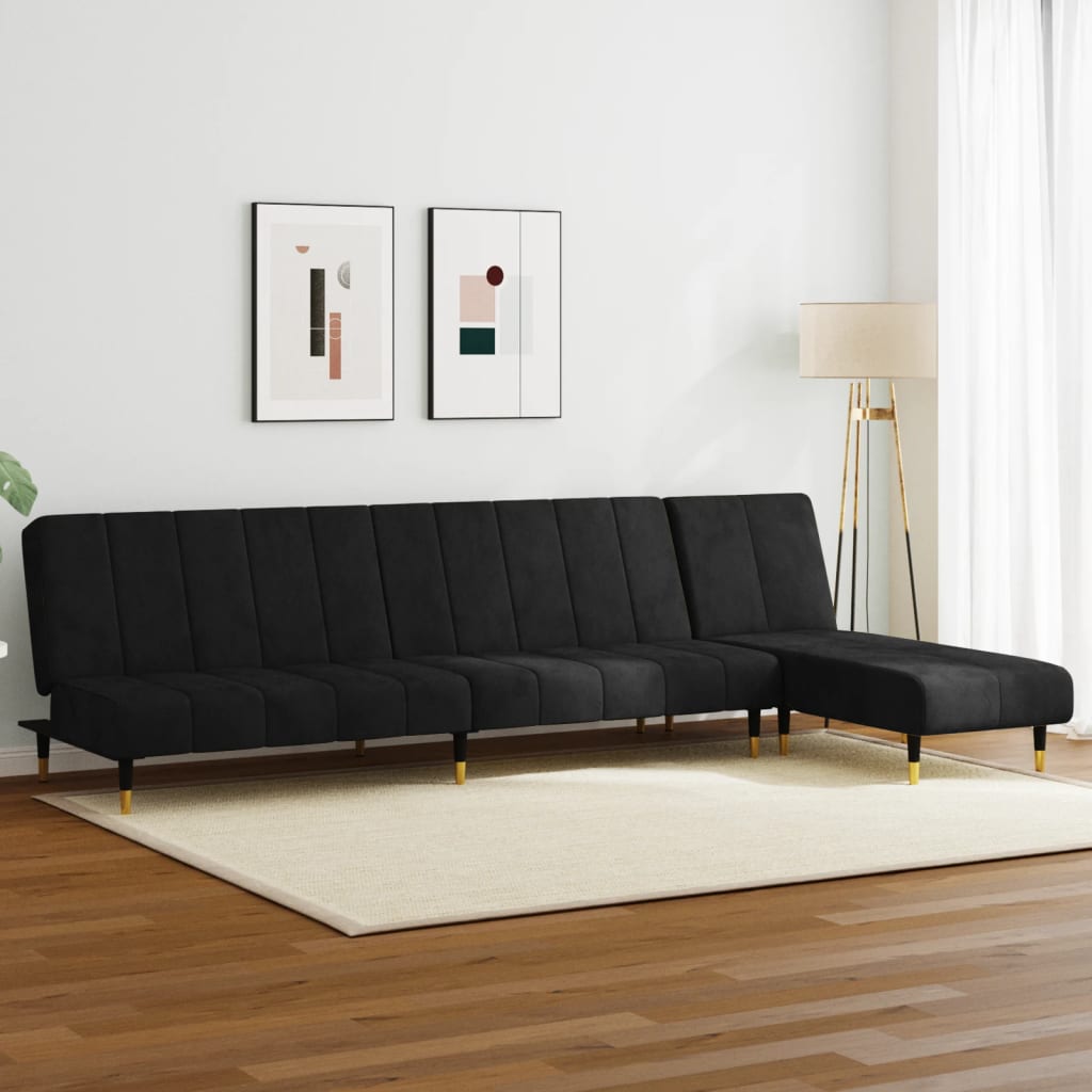 vidaXL 2 Piece Sofa Set Black Velvet-0