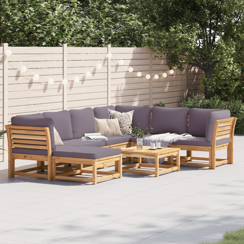 vidaXL 8 Piece Patio Lounge Set with Cushions Solid Wood Acacia-0