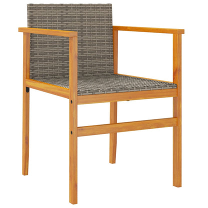 vidaXL Patio Chairs 2 pcs Gray Poly Rattan&Solid Wood-3