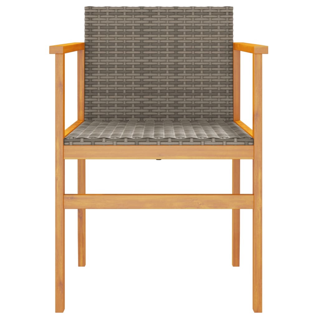 vidaXL Patio Chairs 2 pcs Gray Poly Rattan&Solid Wood-4