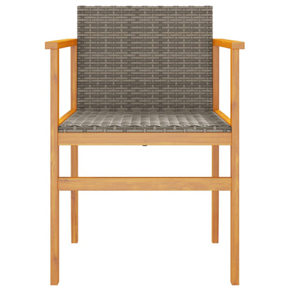vidaXL Patio Chairs 2 pcs Gray Poly Rattan&Solid Wood-4