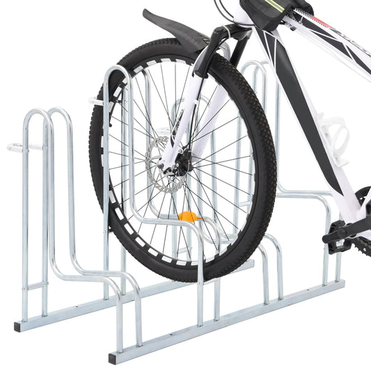 vidaXL Bicycle Stand for 4 Bikes Floor Freestanding Galvanized Steel-0