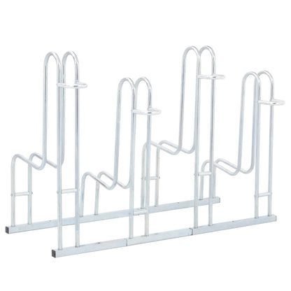 vidaXL Bicycle Stand for 4 Bikes Floor Freestanding Galvanized Steel-3