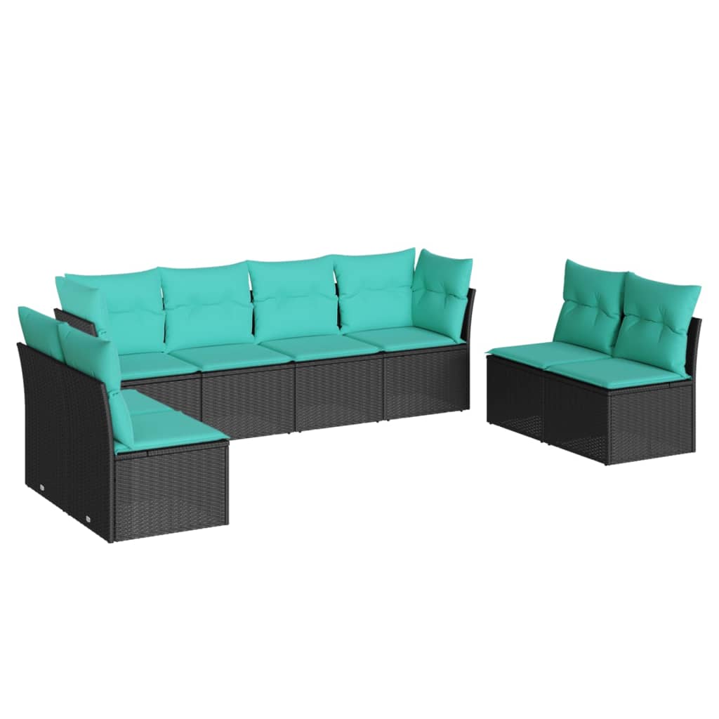 vidaXL 8 Piece Patio Sofa Set with Cushions Black Poly Rattan-2