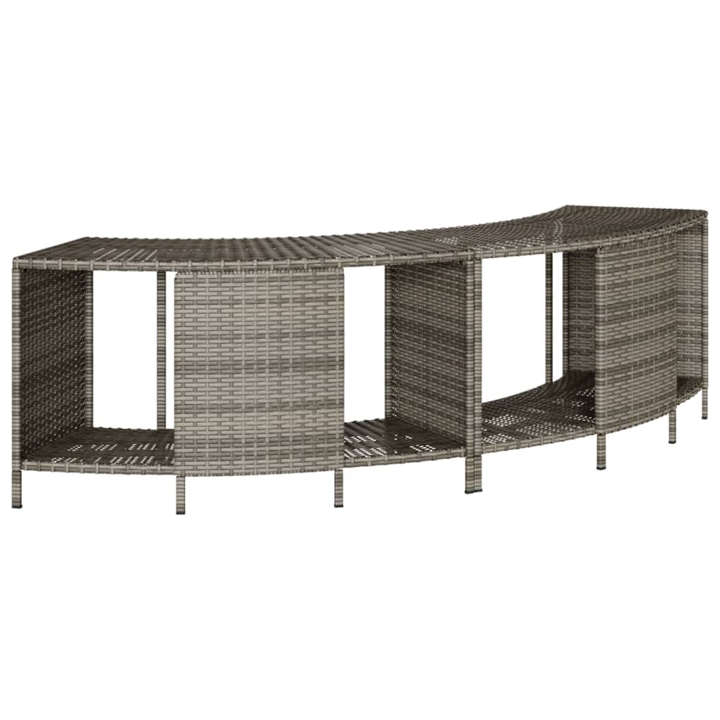 vidaXL Hot Tub Surround Gray Poly Rattan and Solid Wood Acacia-3