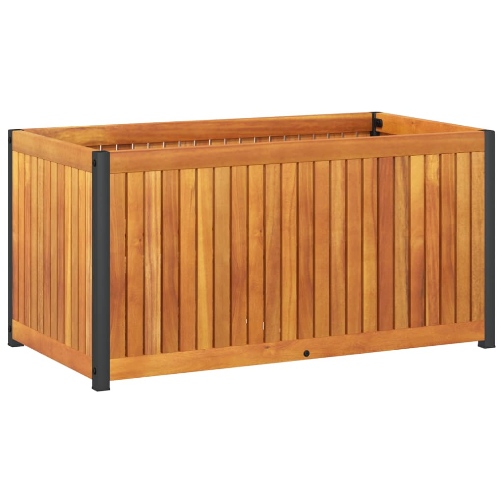 vidaXL Garden Planter Flower Box Pot Outdoor Patio Solid Wood Acacia and Steel-1