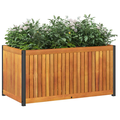vidaXL Garden Planter Flower Box Pot Outdoor Patio Solid Wood Acacia and Steel-3
