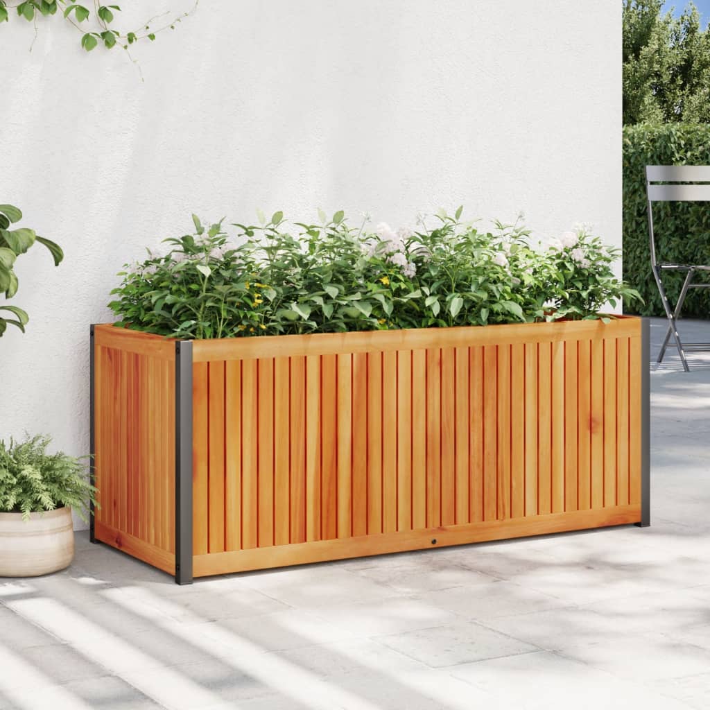 vidaXL Garden Planter Flower Box Pot Outdoor Patio Solid Wood Acacia and Steel-5