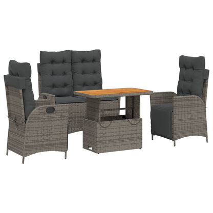 vidaXL 4 Piece Patio Dining Set with Cushions Gray Poly Rattan-1