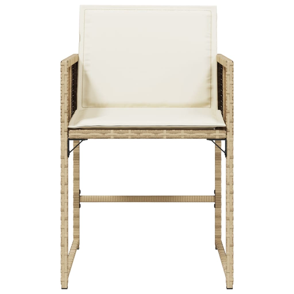 vidaXL Patio Chairs with Cushions 4 pcs Beige Poly Rattan-4