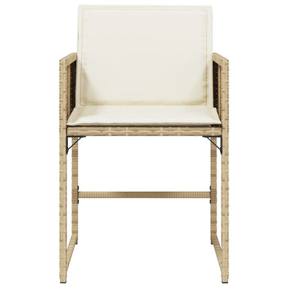 vidaXL Patio Chairs with Cushions 4 pcs Beige Poly Rattan-4
