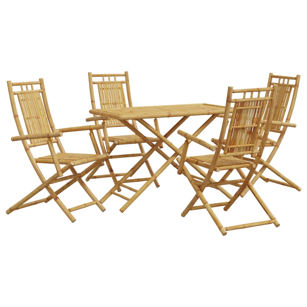 vidaXL 5 Piece Patio Dining Set Bamboo-1
