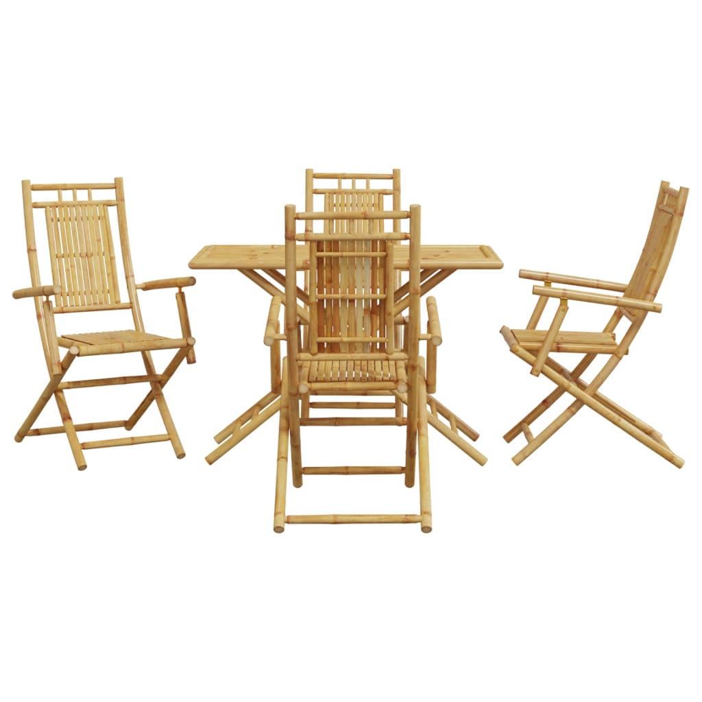 vidaXL 5 Piece Patio Dining Set Bamboo-2