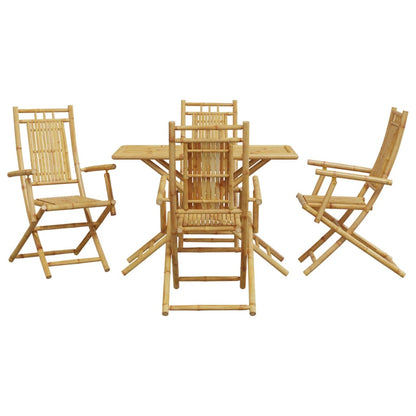 vidaXL 5 Piece Patio Dining Set Bamboo-2