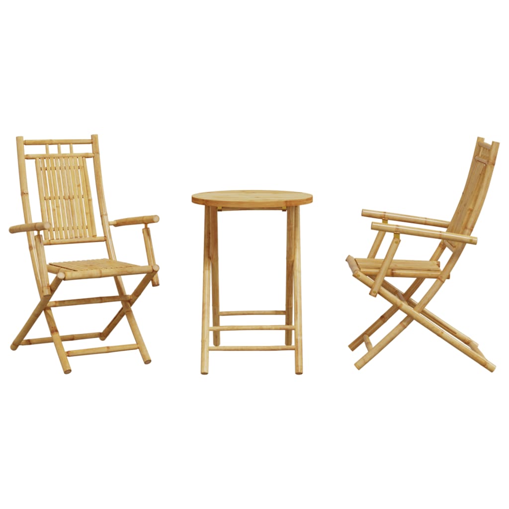 vidaXL 3 Piece Bistro Set Bamboo-4