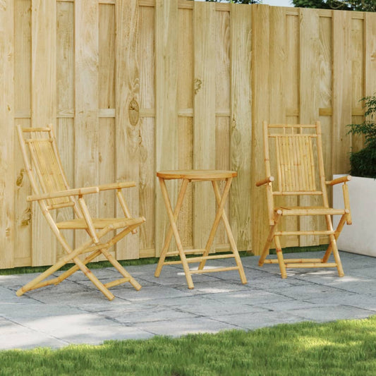vidaXL 3 Piece Bistro Set Bamboo-0