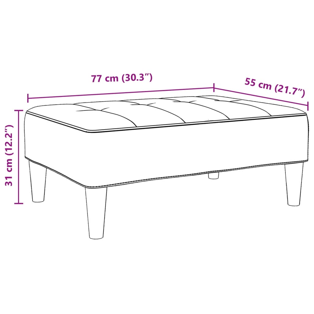 vidaXL Footstool Black 30.3"x21.7"x12.2" Velvet-4