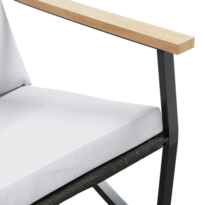 vidaXL Patio Chairs with Cushions Seating Outdoor Garden Furniture Black Steel-4